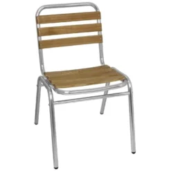 Aluminium - Eschenholzstühle Bolero stapelbar - 4 Stück