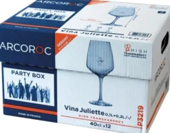 Arcoroc V. Juliette Weinkelch 40 cl mit Füllstrich bei 0,1 und 0,2 l, 12er Party Box