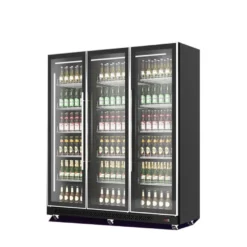 A&S Getränkekühlschrank 1200 Liter schwarz, 3 Klapptüren, auf Rollen