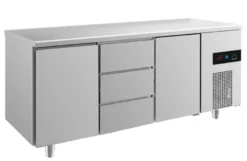 A&S Kühltisch -2 bis +8°C 1865x700x850mm mit 2x Türen und 1x drei Schubladen (3TDT)