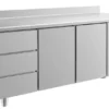 A&S Kühltisch -2 bis +8°C 1865x700x850mm mit 2x Türen und 1x drei Schubladen u. Aufkantung (3DTTA)