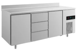 A&S Kühltisch -2 bis +8°C 1865x700x850mm mit 2x Türen und 1x drei Schubladen u. Aufkantung (3TDTA)