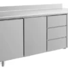 A&S Kühltisch -2 bis +8°C 1865x700x850mm mit 2x Türen und 1x drei Schubladen u. Aufkantung (3TTDA)