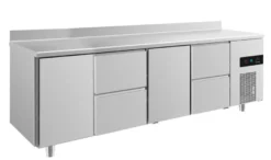 A&S Kühltisch -2 bis +8°C 2330x700x850mm mit 2x Türen und 2x zwei Schubladen u. Aufkantung (4TZTZA)