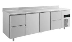 A&S Kühltisch -2 bis +8°C 2330x700x850mm mit 2x Türen und 2x zwei Schubladen u. Aufkantung (4ZTTZA)