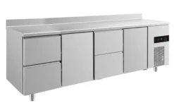 A&S Kühltisch -2 bis +8°C 2330x700x850mm mit 2x Türen und 2x zwei Schubladen u. Aufkantung (4ZTZTA)