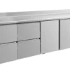 A&S Kühltisch -2 bis +8°C 2330x700x850mm mit 2x Türen und 2x zwei Schubladen u. Aufkantung (4ZZTTA)
