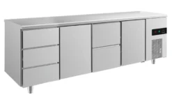 A&S Kühltisch -2 bis +8°C 2330x700x850mm mit 2x Türen, 1x zwei Schubladen und 1x 3 Schubladen (4DTZT)