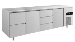 A&S Kühltisch -2 bis +8°C 2330x700x850mm mit 2x Türen, 1x zwei Schubladen und 1x 3 Schubladen (4ZTDT)