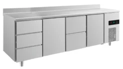 A&S Kühltisch -2 bis +8°C 2330x700x850mm mit 2x Türen, 1x zwei Schubladen und 1x 3 Schubladen u. Aufkantung (4DTZTA)