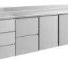 A&S Kühltisch -2 bis +8°C 2330x700x850mm mit 2x Türen, 1x zwei Schubladen und 1x 3 Schubladen u. Aufkantung (4DZTTA)