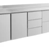 A&S Kühltisch -2 bis +8°C 2330x700x850mm mit 2x Türen, 1x zwei Schubladen und 1x 3 Schubladen u. Aufkantung (4TTDZA)