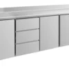 A&S Kühltisch -2 bis +8°C 2330x700x850mm mit 3x Türen und 1x drei Schubladen u. Aufkantung (4TDTTA)