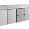 A&S Kühltisch -2 bis +8°C 2330x700x850mm mit 3x Türen und 1x zwei Schubladen u. Aufkantung (4TTZTA)
