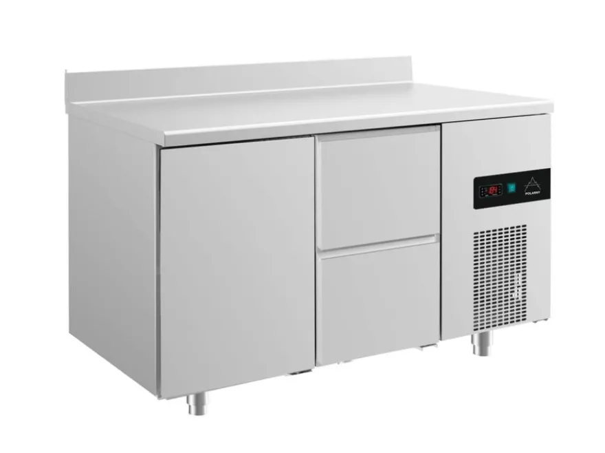 A&S Kühltisch -2 bis +8°C 1400x700x850mm mit 1x Tür und 1x zwei Schubladen u. Aufkantung (2TZA)