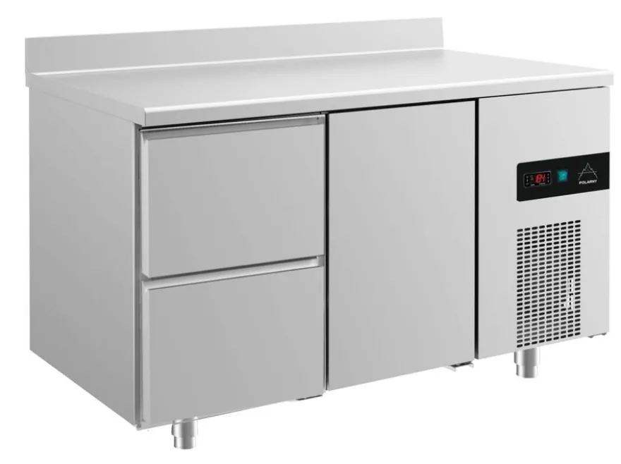 A&S Kühltisch -2 bis +8°C 1400x700x850mm mit 1x Tür und 1x zwei Schubladen u. Aufkantung (2ZTA)