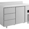 A&S Kühltisch -2 bis +8°C 1400x700x850mm mit 1x Tür und 1x drei Schubladen u. Aufkantung (2DTA)