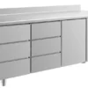 A&S Kühltisch -2 bis +8°C 1865x700x850mm mit 1x Tür und 2x drei Schubladen u. Aufkantung (3DDTA)