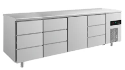 A&S Kühltisch -2 bis +8°C 2330x700x850mm mit 1x Tür und 3x drei Schubladen (4DDTD)