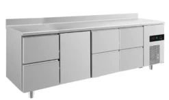A&S Kühltisch -2 bis +8°C 2330x700x850mm mit 1x Tür und 3x zwei Schubladen u. Aufkantung (4ZTZZA)