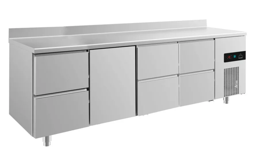 A&S Kühltisch -2 bis +8°C 2330x700x850mm mit 1x Tür und 3x zwei Schubladen u. Aufkantung (4ZTZZA)