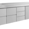 A&S Kühltisch -2 bis +8°C 2330x700x850mm mit 1x Tür und 3x zwei Schubladen u. Aufkantung (4ZZDTA)