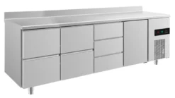 A&S Kühltisch -2 bis +8°C 2330x700x850mm mit 1x Tür und 3x zwei Schubladen u. Aufkantung (4ZZDTA)