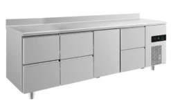 A&S Kühltisch -2 bis +8°C 2330x700x850mm mit 1x Tür und 3x zwei Schubladen u. Aufkantung (4ZZTZA)