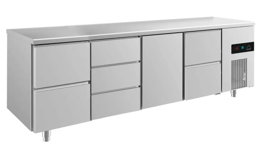 A&S Kühltisch -2 bis +8°C 2330x700x850mm mit 1x Tür, 2x zwei Schubladen und 1x 3 Schubladen (4ZDTZ)