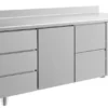 A&S Kühltisch -2 bis +8°C 1865x700x850mm mit 1x Tür, 1x zwei Schubladen und 1x drei Schubladen u. Aufkantung (3DTZA)