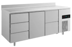 A&S Kühltisch -2 bis +8°C 1865x700x850mm mit 1x Tür, 1x zwei Schubladen und 1x drei Schubladen u. Aufkantung (3DTZA)