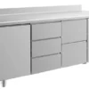 A&S Kühltisch -2 bis +8°C 1865x700x850mm mit 1x Tür, 1x zwei Schubladen und 1x drei Schubladen u. Aufkantung (3TDZA)