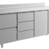 A&S Kühltisch -2 bis +8°C 1865x700x850mm mit 1x Tür, 1x zwei Schubladen und 1x drei Schubladen u. Aufkantung (3ZDTA)
