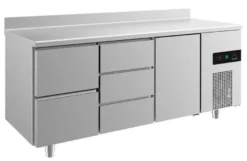 A&S Kühltisch -2 bis +8°C 1865x700x850mm mit 1x Tür, 1x zwei Schubladen und 1x drei Schubladen u. Aufkantung (3ZDTA)