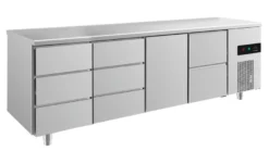 A&S Kühltisch -2 bis +8°C 2330x700x850mm mit 1x Tür, 1x zwei Schubladen und 2x 3 Schubladen (4DDTZ)