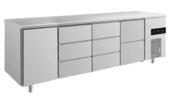 A&S Kühltisch -2 bis +8°C 2330x700x850mm mit 1x Tür, 1x zwei Schubladen und 2x 3 Schubladen (4TDDZ)