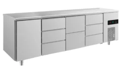 A&S Kühltisch -2 bis +8°C 2330x700x850mm mit 1x Tür, 1x zwei Schubladen und 2x 3 Schubladen (4TDZD)