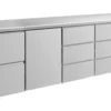 A&S Kühltisch -2 bis +8°C 2330x700x850mm mit 1x Tür, 1x zwei Schubladen und 2x 3 Schubladen (4ZTDD)