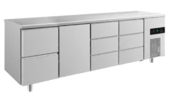 A&S Kühltisch -2 bis +8°C 2330x700x850mm mit 1x Tür, 1x zwei Schubladen und 2x 3 Schubladen (4ZTDD)
