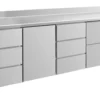 A&S Kühltisch -2 bis +8°C 2330x700x850mm mit 1x Tür, 1x zwei Schubladen und 2x 3 Schubladen u. Aufkantung (4DTDZA)