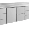 A&S Kühltisch -2 bis +8°C 2330x700x850mm mit 1x Tür, 1x zwei Schubladen und 2x 3 Schubladen u. Aufkantung (4DTZDA)