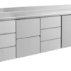A&S Kühltisch -2 bis +8°C 2330x700x850mm mit 1x Tür, 1x zwei Schubladen und 2x 3 Schubladen u. Aufkantung (4DZDTA)