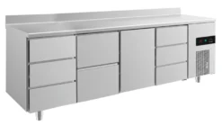 A&S Kühltisch -2 bis +8°C 2330x700x850mm mit 1x Tür, 1x zwei Schubladen und 2x 3 Schubladen u. Aufkantung (4DZTDA)