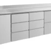 A&S Kühltisch -2 bis +8°C 2330x700x850mm mit 1x Tür, 1x zwei Schubladen und 2x 3 Schubladen u. Aufkantung (4TDDZA)