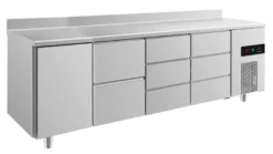 A&S Kühltisch -2 bis +8°C 2330x700x850mm mit 1x Tür, 1x zwei Schubladen und 2x 3 Schubladen u. Aufkantung (4TZDDA)