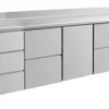 A&S Kühltisch -2 bis +8°C 2330x700x850mm mit 1x Tür, 2x zwei Schubladen und 1x 3 Schubladen u. Aufkantung (4DZTZA)
