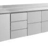 A&S Kühltisch -2 bis +8°C 2330x700x850mm mit 1x Tür, 2x zwei Schubladen und 1x 3 Schubladen u. Aufkantung (4TDZZA)