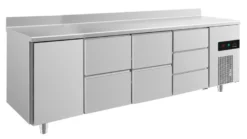 A&S Kühltisch -2 bis +8°C 2330x700x850mm mit 1x Tür, 2x zwei Schubladen und 1x 3 Schubladen u. Aufkantung (4TZZDA)