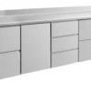 A&S Kühltisch -2 bis +8°C 2330x700x850mm mit 1x Tür, 2x zwei Schubladen und 1x 3 Schubladen u. Aufkantung (4ZTDZA)