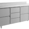 A&S Kühltisch -2 bis +8°C 1865x700x850mm mit 2x zwei Schubladen und 1x drei Schubladen u. Aufkantung (3ZDZA)